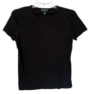 Lauren Jeans Co. LRL Ralph Lauren Women's T-Shirt Black Size Medium